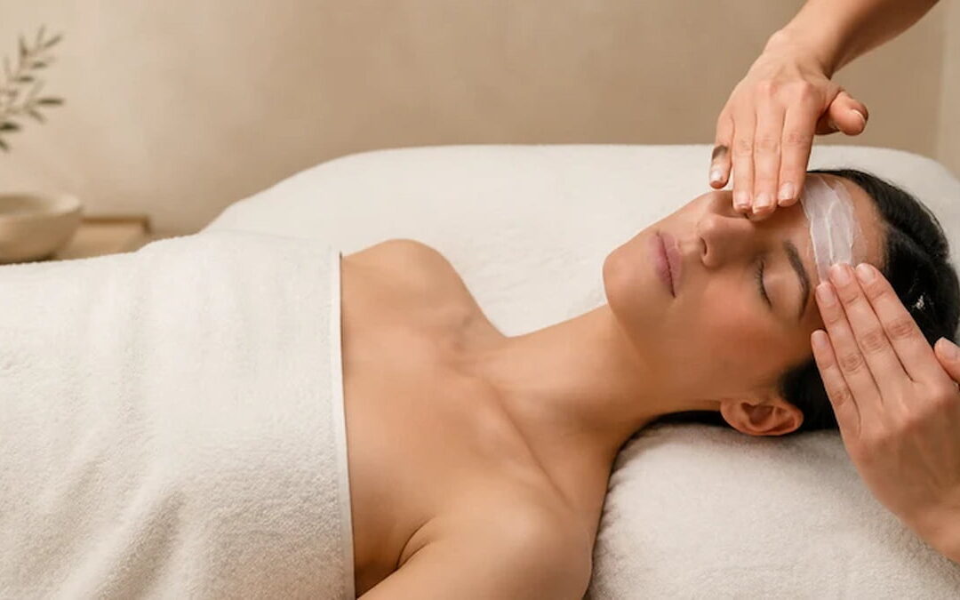 manos aplicando cuidado facial con suavidad — un modelo para la piel